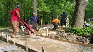 Stamped Concrete Patio, Stone Stairs, and Massive Concrete Driveway - J & F Hardscapes, Inc.