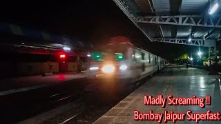 Madly Screaming !! Bombay Jaipur Superfast BRC WAP7 Tears Vangaon at 130 KMPH