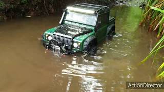 Traxxas TRX-4 Defender Pickup Woodland Stream Trail Hobbywing Axe