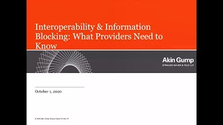 Interoperability and Information Blocking: What Providers Need to Know | October 1, 2020