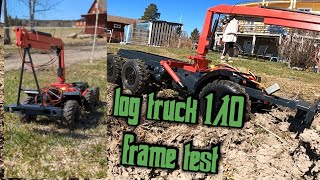 Kamaz log truck 1/10 rc truck frame 6x6 first test 3d printed scratch build mudrunner snowrunner rc