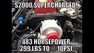 483 horsepower S2000 Stock Exhaust Supercharged only 10PSI!  Stock map sensor!