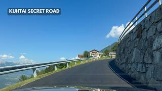 [4k driving] Impressively steep secret Kuhtai Alpine route. We meet a family of horses.