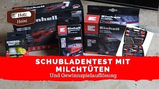 Schubladentest mit Milchtüten und Gewinnspielauflösung