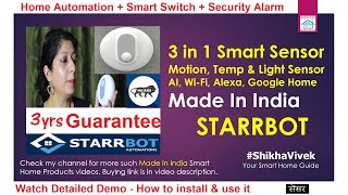 Smart PIR Motion Sensor India StarrBot Smart Home Automation Security Alarm Siren Automatic Light ON