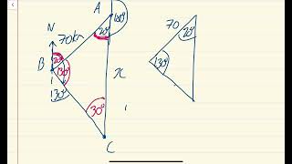 Bearings Question - GCSE & A-Level Maths Tutorial | Using the Sine Rule