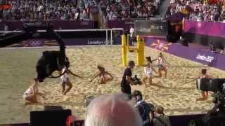 London 2012 Women Beach Volleyball - China (Chen and Xi) beat Austrian sisters Schwaiger