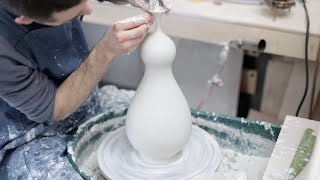 Throwing a Tall Double Bellied Bottle Form on Skutt Professional Wheel - Matt Horne Pottery