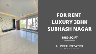 3BHK FLAT FOR RENT | Subhash Nagar | 1980 SQFT | HIVEEE