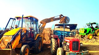 Jcb 3DX Xpert Backhoe Filed Mud | Massey 1035 Tractor | Mahindra Tractor | jcb and Tractor Video