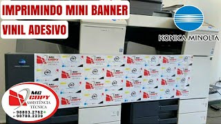 Configuração mini Banner vinil adesivo na Konica Minolta,impressão de faixa.