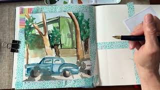 Day 27  - October Watercolor Challenge. LA Car