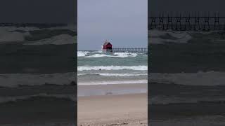 Windy Day at the Grand Haven Pier.  #exploremichigan #grandhavenpier