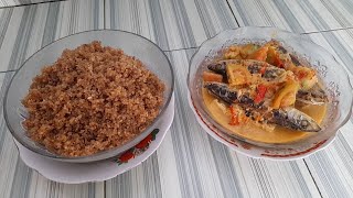 Nasi Tiwul + Ikan Pindang  Santan Pedas - Tiwul and Pindang Fish in Spicy With Coconut Milk Sauce