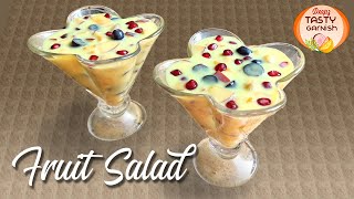 Fruit salad with homemade custard By Tasty Garnish