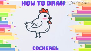 How to draw cute chicken- Easy beginners cockerel drawing 🐓