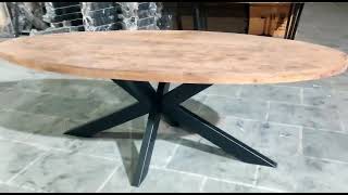 oval dining table | mango wood tables | massive wood dining table | industrial furniture