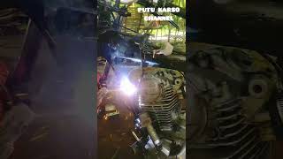 pasang pemanis rangka depan CB herex.|| modif motor ringan.|| modifikasi tiger. #welding #modified