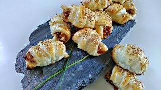 Mini croissants de alheira e maçã verde