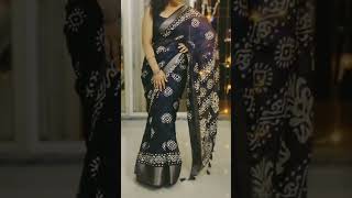 Navy blue Georgette saree with black sleeveless blouse | How to drape a saree? #sareehaul