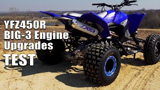 Yamaha YFZ450R Big 3 Engine Upgrades, Dasa Exhaust, Fuel Customs Intake and PEP Reflashed ECU Test