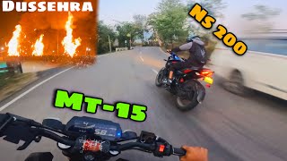 NS 200 vs MT 15 Hyper Ride 😜 || Dussehra Dekhne ke liye itna Struggle 🤣 || Aadi Motovlogs