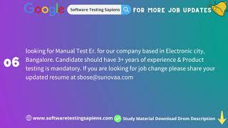 QA Freshers Jobs & Experienced Jobs - 31 May 2022 | Software Testing Sapiens