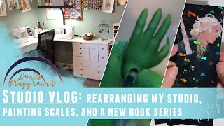 Studio vlog: Rearranging my studio, painting Little Rune's scales, and a new book series