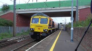 **New Livery** 66413 departs Stowmarket on 4L90: 18/08/2018