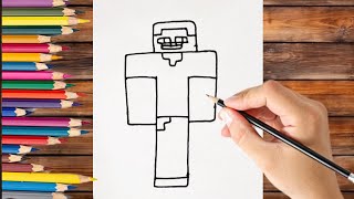 رسم ستيف من لعبة مني كرافت / رسم سهل / الرسم للاطفال/ تعليم رسم / How to draw Steve from Minecraft