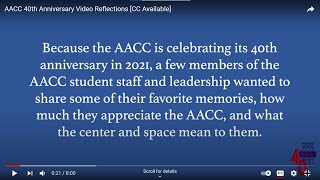 AACC 40th Anniversary Video Reflections [CC Available]