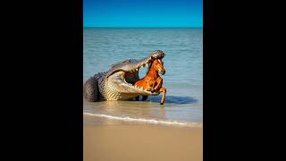 masum bebek at😢😭 | horse vs crocodile. #shorts #horse #crocodile #fighting