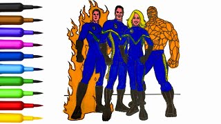 🎨 Fantastic 4 Team Coloring Book | Superheroes Coloring Video for Kids