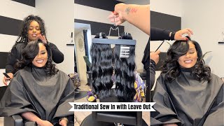 Traditional sew in feat. Amika flat iron and Ion curling iron!