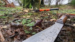 Wild camping, Camp maintenance. Tarp in the Rain, Woodland  exploration, Countryside Walk.