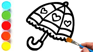 Umbrella Drawing, Painting and Coloring for Kids, Toddlers | Let's Draw, Paint Together