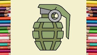 Grenade | How to Draw Grenade | Grenade Drawing | Draw and Color Grenade | Draw Grenade