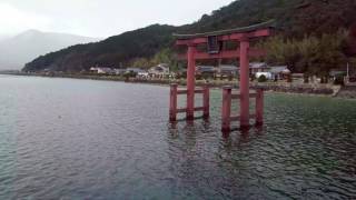 Shirahige Shrine 白鬚神社 - Floating Torii Gate Japan Winter via Drone 4k