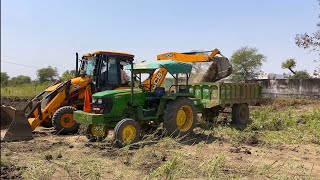 JCB 3DX Backhoe And Mahindra 475 Di John Deere 5036 D And John Deere 5105 Fast Loading Video