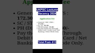 Uttarakhand Lecturer Vacancy 2024#UKPSC Lecturer Notification 2024#jobsearch#govtjobs# applyonline