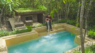 Girl Living Off Grid Build The Most amazing Wood Working House with a Swimming Pool Underground