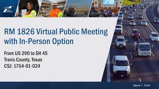 RM 1826 from US 290 to SH 45 virtual public meeting