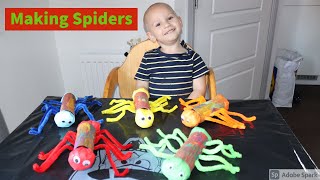 Making Colorfull Spiders For Halloween With Adriaan