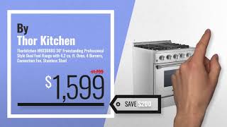 Top 10 Kitchen Ranges By Thor Kitchen: 48 6 Burner Gas Range With Double Oven and Griddle