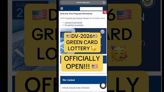 DV-2026 Green Card Lottery Officially Open! #greencard #dvlottery