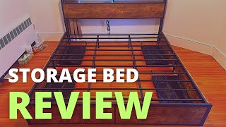 LIKIMIO Bed Frame w Storage Drawer 2 Tier Review Likimio Bed Frame Review Industrial Style Bed Frame