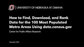 How to Rank Data for the 100 Most Populated Metro Areas Using data.census.gov