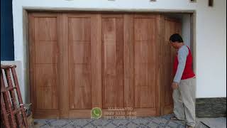 Pemasangan Komponen & Rel Pintu Garasi Sliding Pintu Kayu di Kepanjen Malang 0851 0095 7590