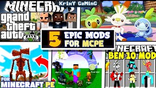 TOP 5 EPIC MODS FOR MINECRAFT POCKET EDITION 1.19 | TOP 5 MODS FOR MINECRAFT PE | 2022!