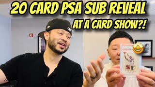 ANOTHER 20 CARD PSA SUBMISSION BLIND REVEAL AT A SPORTS CARD SHOW | HUGE TRADE FOR A 1/1 | VLOG